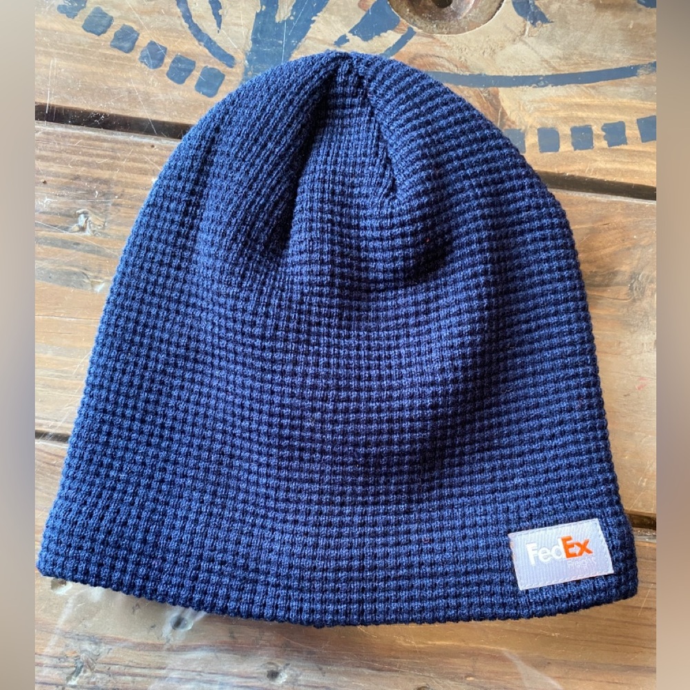 New Fed Ex Freight Navy Blue Beanie warm fuzzy lining. A18